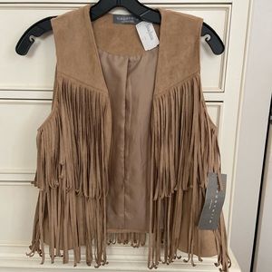 Tan fringe seude vest.